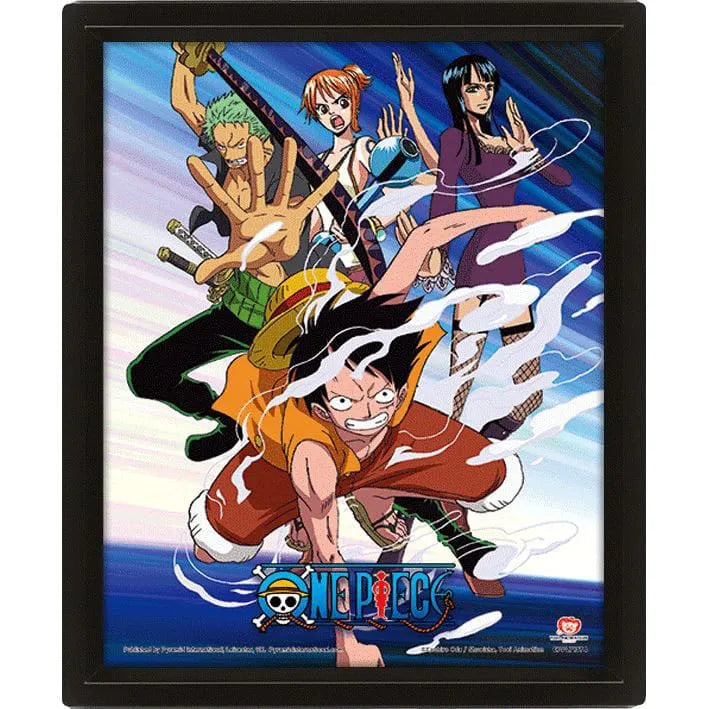 One Piece 3D Lenticular Poster Straw Hat Pirates Assault 26 X 20 Cm - One Piece Figures