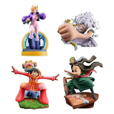 One Piece Petitrama PVC Mini Statue Logbox Re Birth Egghead Set 9 Cm - One Piece Figures